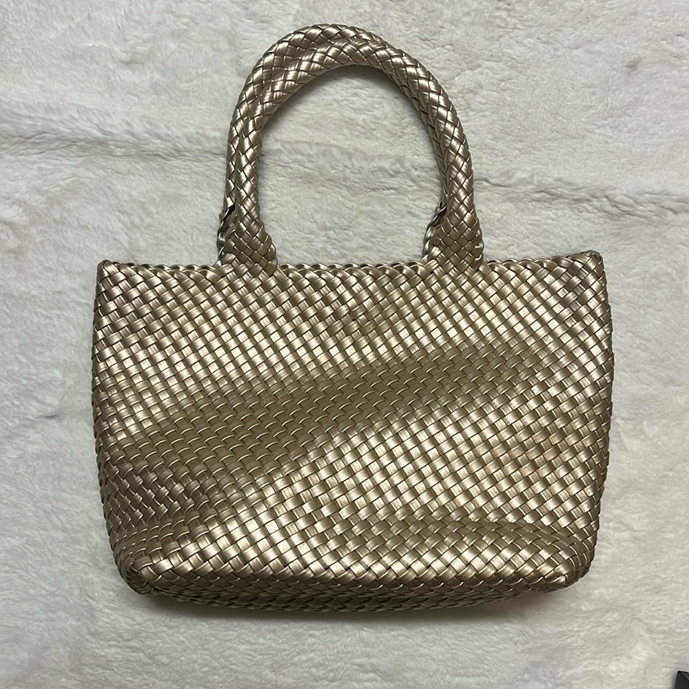 Woven champagne tote NEVER USED